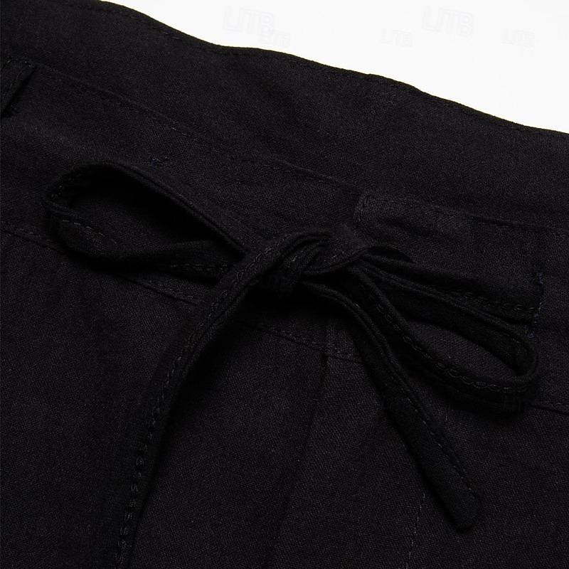 Homens Calças Calça verão Calças de praia Com Cordão Pregas Perna reta Tecido Conforto Respirável Comprimento total Casual Diário Feriado Moda Estilo Clássico Preto Branco de 2025 por $25.99 –P5
