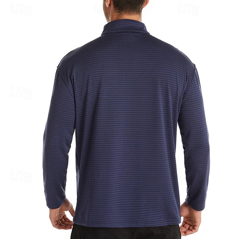 Men's Base Layer Quarter Zip Long Sleeve Jersey Casual Athleisure Fall Polar Fleece Thermal Warm Gym Workout Running Walking Sportswear Activewear Solid Colored Black Navy Blue Khaki 2025 - $13.99 –P13