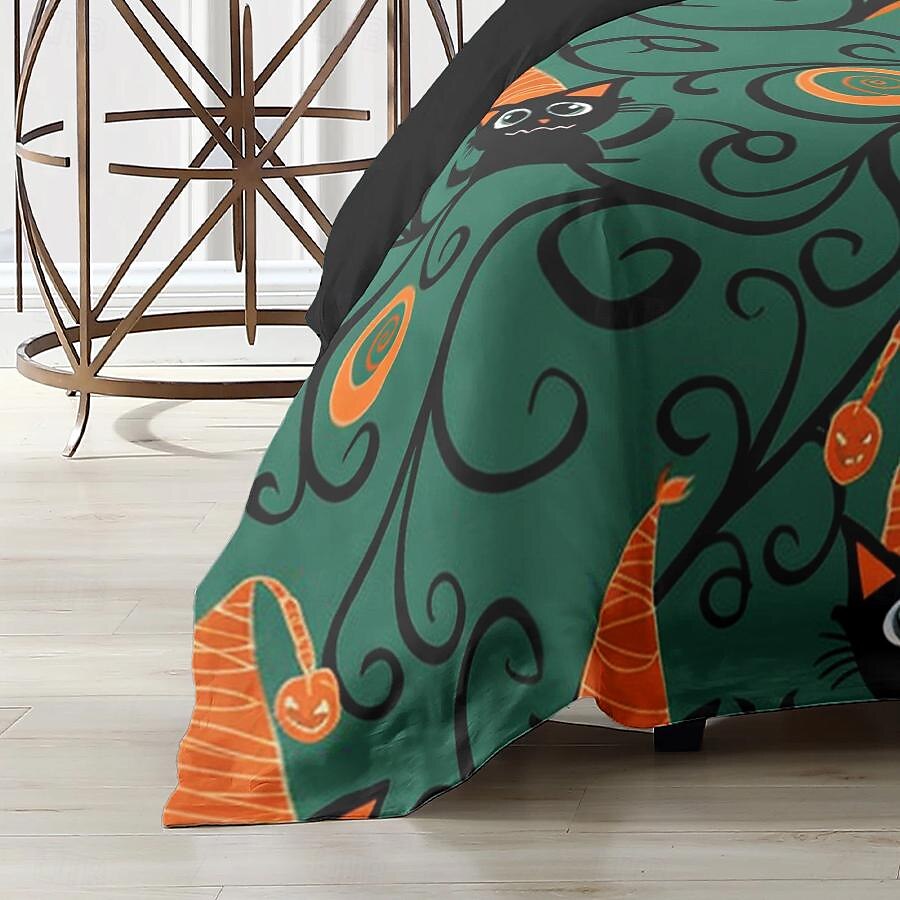 set copripiumino collezione halloween set 3 pezzi jack o lantern zucca super morbido delicato sulla pelle di lunga durata del 2025 a $41.99 –P32