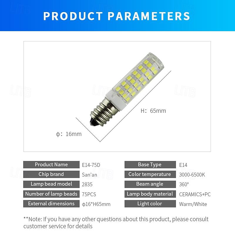 6 шт., кукурузные фонари e14, 180 люмен, 7 Вт, 75 светодиодов, бусины smd 2835, теплый белый, белый, 220 В, 110 В. 2025 - $15.49 –P1