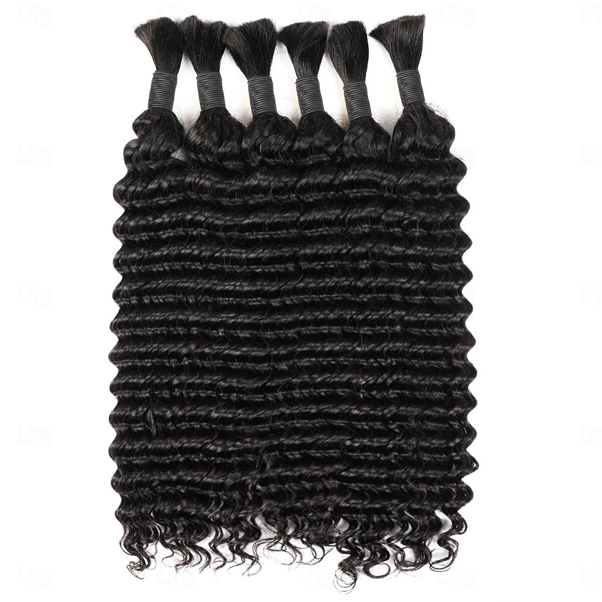 300g Deep Wave Bulk Human Hair For Braiding 100% Unprocessed Bulk Human Hair Extensions No Weft Curly Human Hair For Braiding 2025 - $149.99 –P4