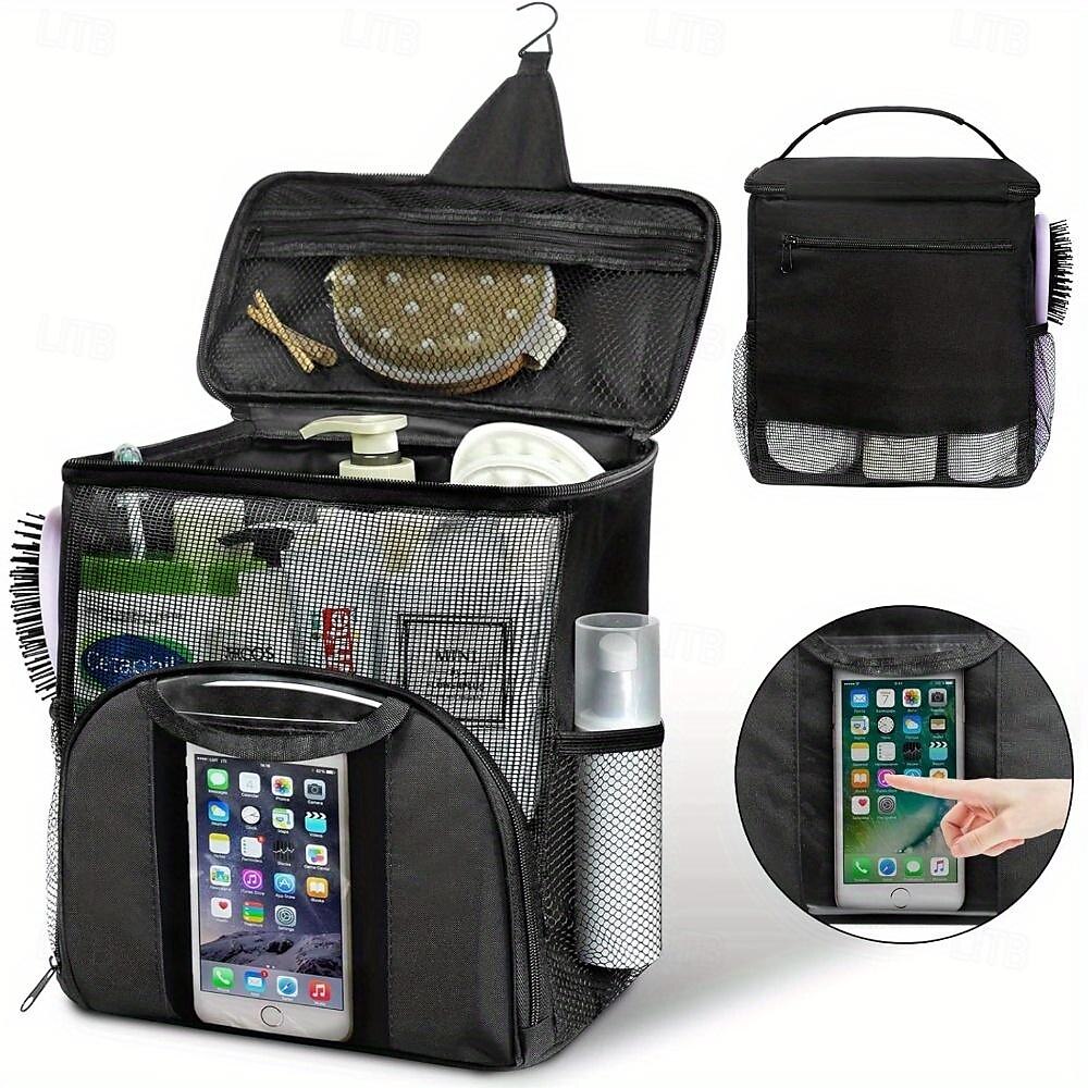 organizer da doccia impermeabile da appendere con 7 supporti flessibili. borsa da toilette in rete ad asciugatura rapida con tasca touch-friendly per smartphone borsa da doccia con montaggio a parete del 2025 a $15.99 –P1