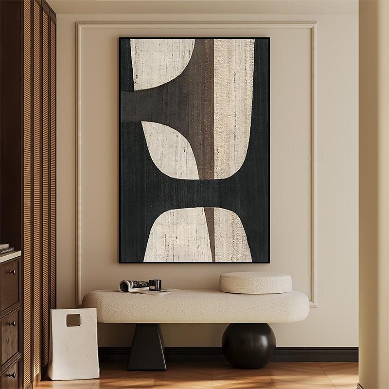 beiges Wabi Sabi Ölgemälde handgemachte Wandkunst braun beige abstraktes Gemälde großes schwarzes minimalistisches Gemälde Wandkunst beige strukturiertes Leinwandgemälde neutrale Wandkunst 2025 - $116.99 –P4