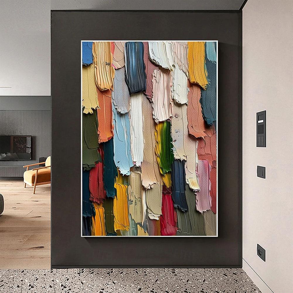 Original Abstract Colorful Texture Oil Painting on Canvas Large Wall ...