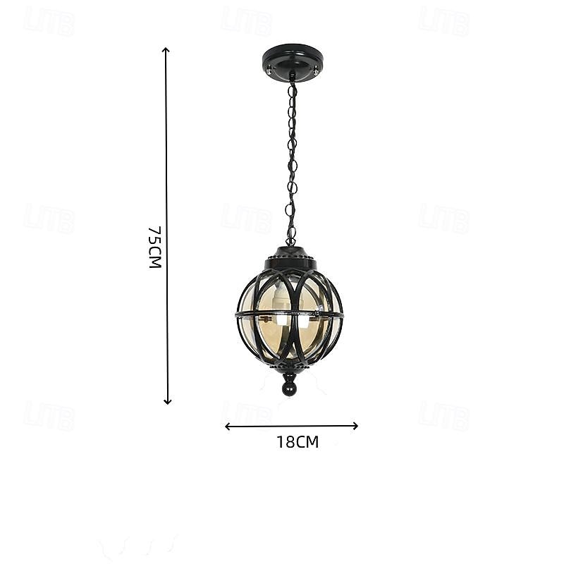 lampade a sospensione per esterni, lampada a sospensione esterna portico impermeabile lampadario in metallo nero con globo di vetro trasparente con struttura in gabbia di ferro, lanterna esterna per del 2025 a $118.99 –P2