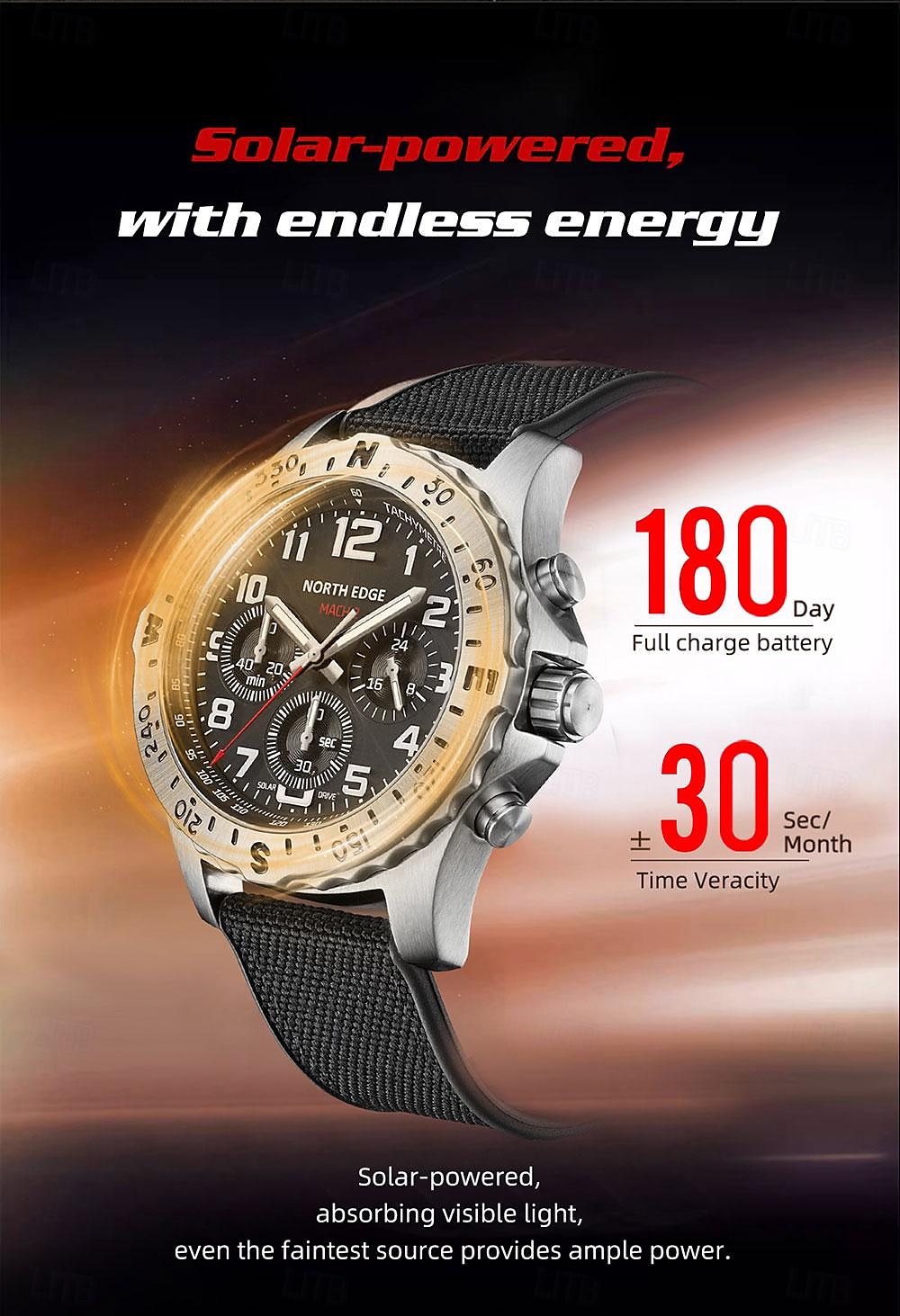 2025年 NORTH EDGE 男性 クォーツ ビジネス デジタルダイヤル 光る 防水 ナイロンストラップ 腕時計  コレクション – $71.99 –P2