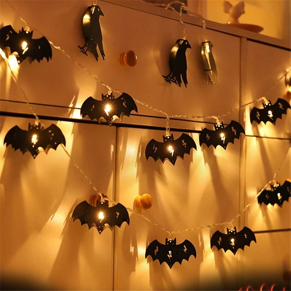 1,5 m - 10 LEDs Halloween Fledermaus Krähe Geister Lichterkette LED Eisenförmiges Licht Nachtlicht Beleuchtete Geister Festival Party Dekoration Licht Garten Hof Atmosphäre Licht Batterien betrieben 1 2026 - $13.99 –P4