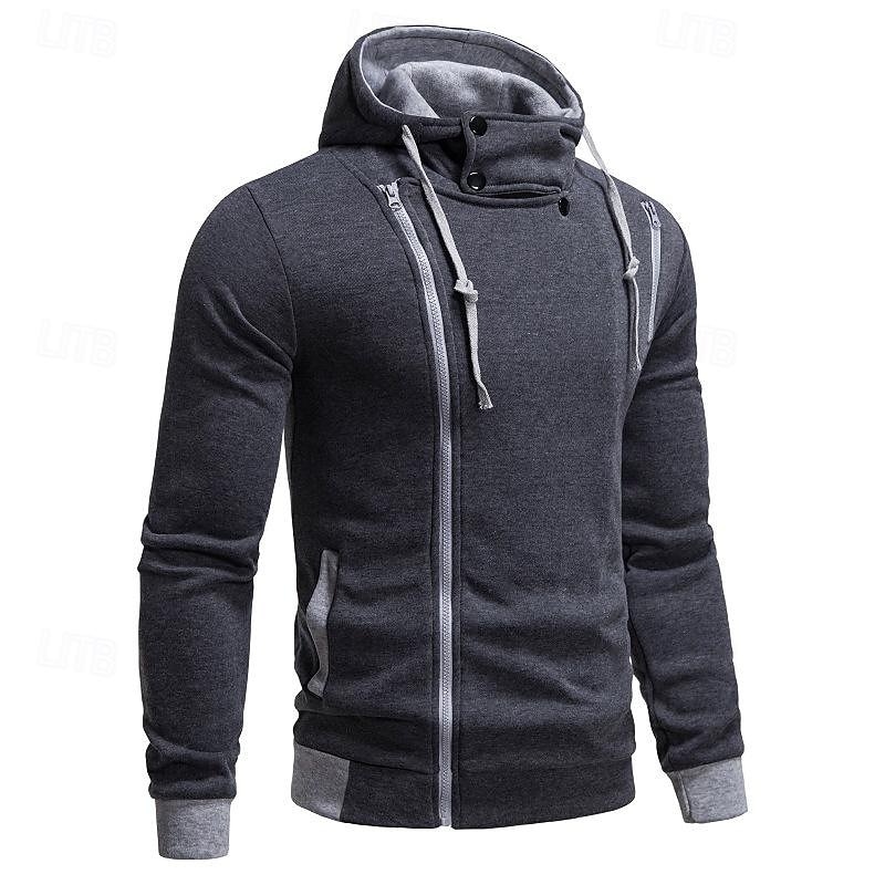 Men's Hoodie Full Zip Hoodie Wine Hooded Color Block Patchwork Sports & Outdoor Daily Holiday Polyester Streetwear Basic Casual Spring & Fall Clothing Apparel Hoodies Sweatshirts Long Sleeve 2025 - $15.99 –P8