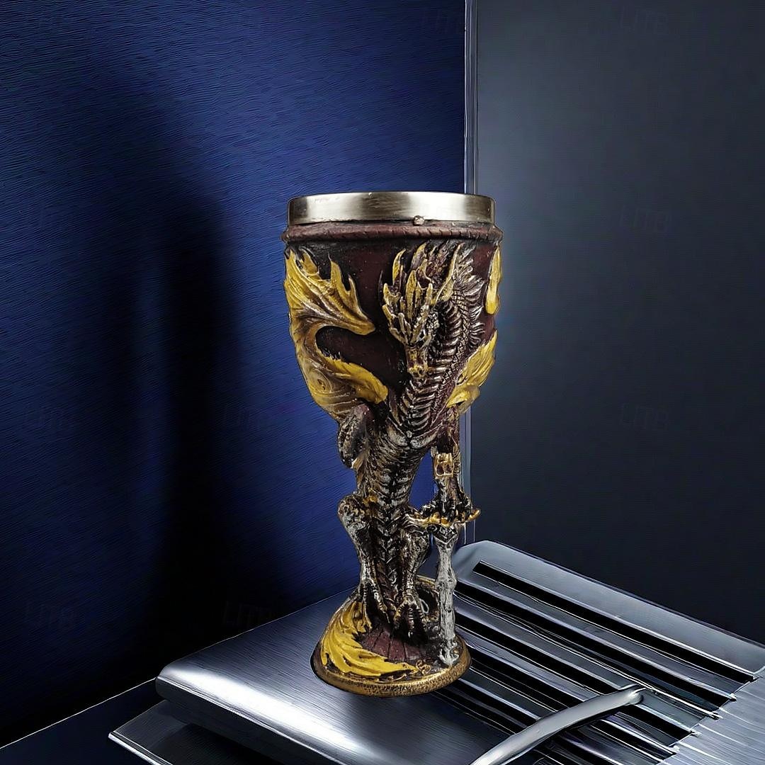Средневековый винный бокал в форме драконьего меча, бокал для красного вина с ножкой в виде 3D-дракона и подкладкой из нержавеющей стали, фантазийная барная посуда в подарок для мужчин и женщин 2026 - $23.99 –P7