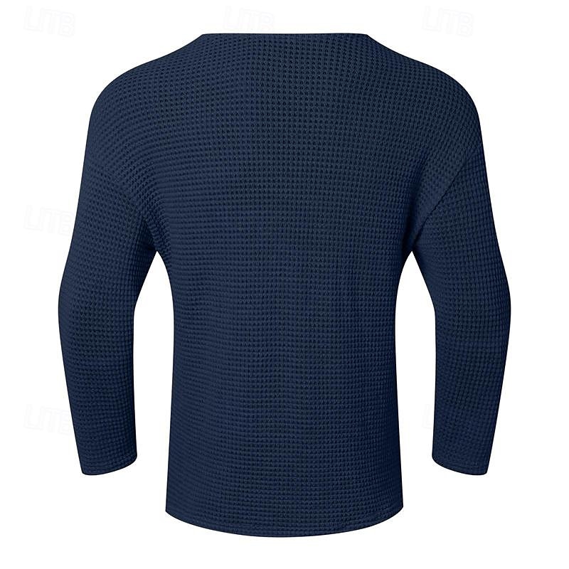 Per uomo Maglietta Maglietta a Maglia Camicia a Maniche Lunghe Manica Lunga Scollo a V Primavera & Autunno Semplice Moda Designer Essenziale Lavoro a maglia Vacanza Streetwear Uscire Nero Blu marino del 2025 a $21.99 –P15