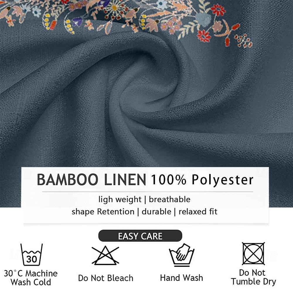 Men's Ethnic Shirt Button Up Shirt Henley Shirt Long Sleeve Casual Tribal Vacation Daily Summer Spring Fall Collarless V Neck Print Black White Blue Orange 2025 - $26.99 –P6