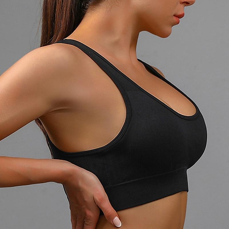 Dames Lichte ondersteuning Sport bh's Running BH Open achterkant Verwijderbare vulling Goede top Gewatteerd Fitness Recreatiesport Hardlopen Ademend Lichtgewicht Zacht Zwart Rood Marine Blauw Effen 2025 - $7.99 –P2