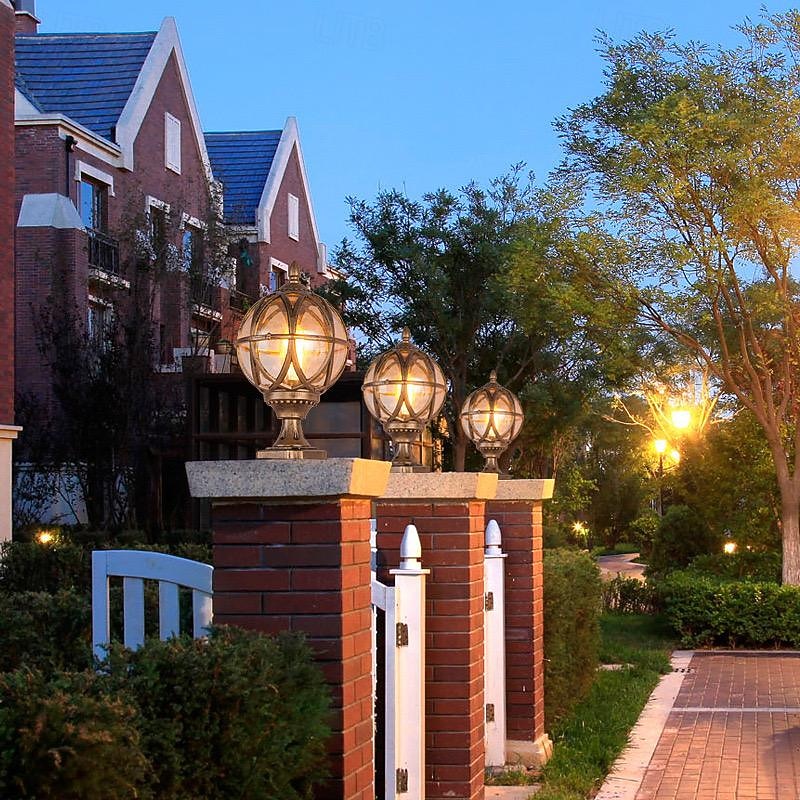 Applique murale extérieure LED blanc chaud vintage rond en verre pilier lampe étanche e26/e27 rétro globe colonne phare extérieur traditionnel pour jardin patio villa paysage rue lanterne 110-240v de 2026 ? $328.59 –P3