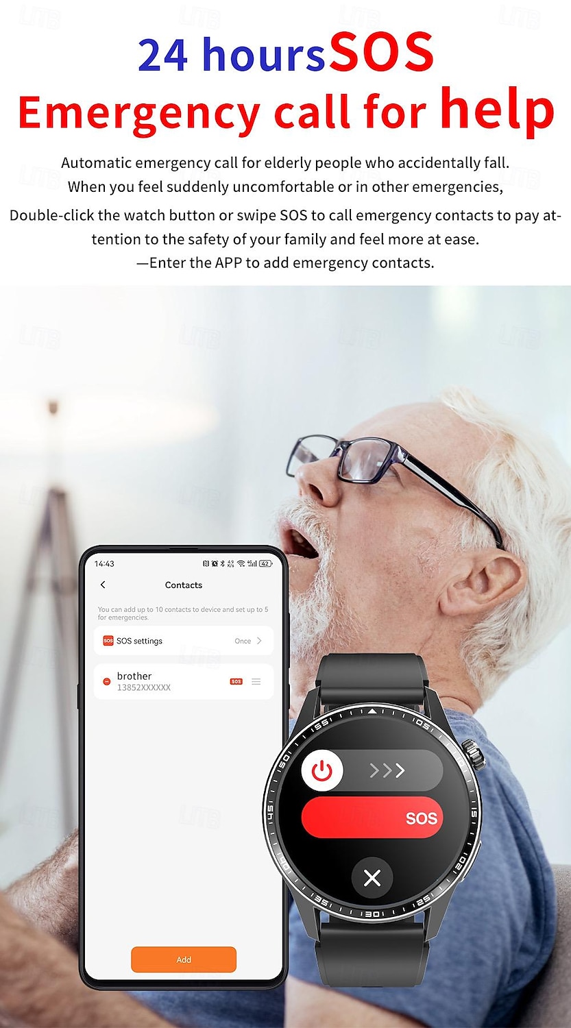 2025年 696 F400 スマートウォッチ 1.55 インチ スマートブレスレット ブルートゥース ECG + PPG 歩数計 着信通知 と互換性があります Android iOS 男性 ハンドフリーコール メッセージ受信通知 IP 67 46mmの時計ケース コレクション – $81.99 –P15