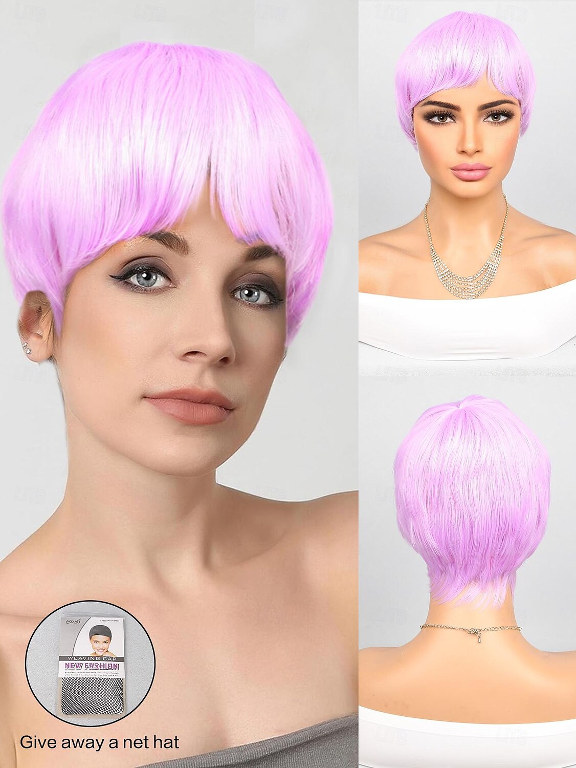 Synthetische Perücken Natürlich gerade Gerader Pony Perücke 8 Zoll A1 Synthetische Haare Damen Lila 2025 - $18.49 –P1