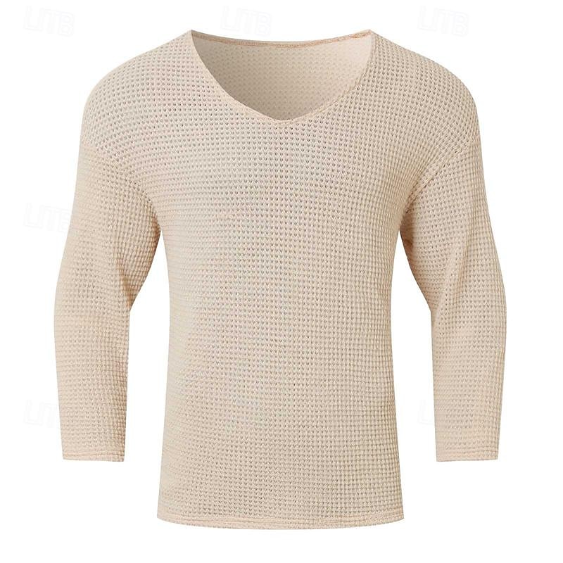 Per uomo Maglietta Maglietta a Maglia Camicia a Maniche Lunghe Manica Lunga Scollo a V Primavera & Autunno Semplice Moda Designer Essenziale Lavoro a maglia Vacanza Streetwear Uscire Nero Blu marino del 2025 a $21.99 –P8