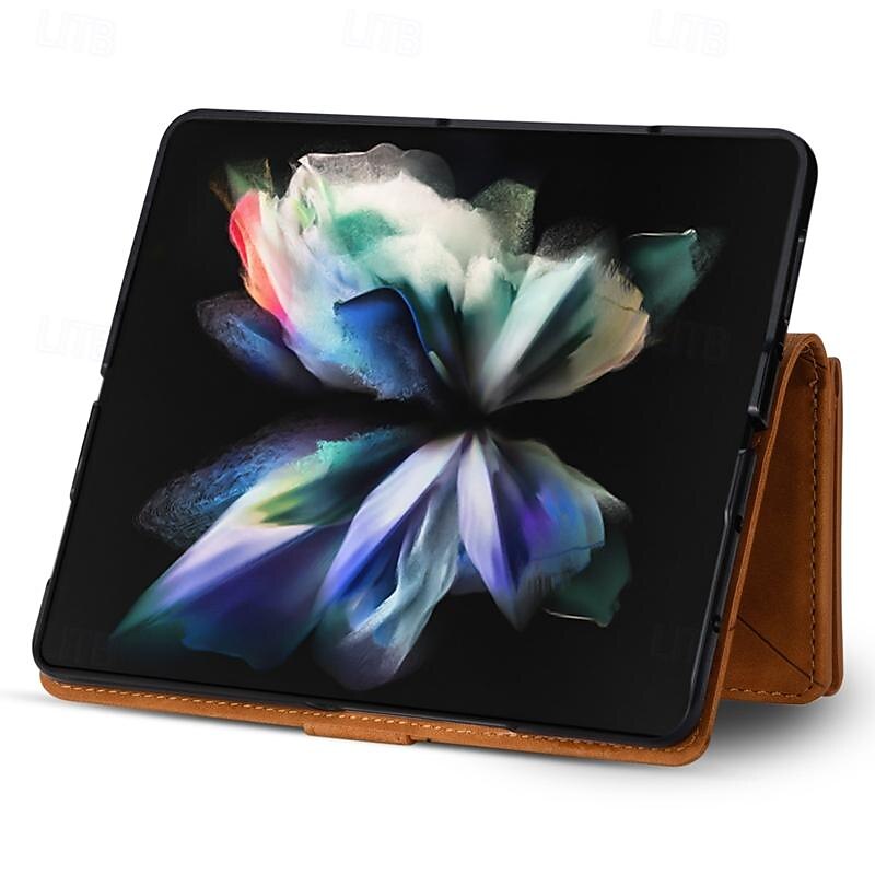 телефон Кейс для Назначение SSamsung Galaxy Z-сгиб 6 Z Fold 5 Z Fold 4 Z Fold 3 Кошелек для карт Магнитный Молния с ремешком на запястье Ретро Геометрический рисунок ПК Кожа PU 2025 - $25.99 –P6
