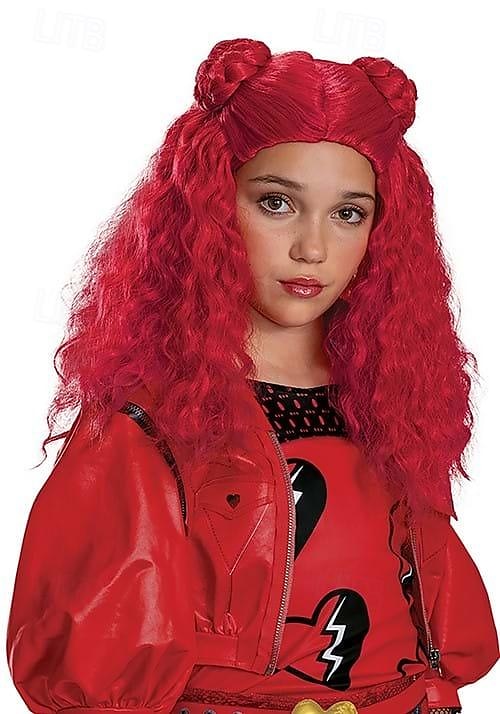 2025年 ディセンダント4 赤い コスチューム ウィッグ 女の子用 ハロウィン コスプレ パーティウィッグ コレクション – $27.99 –P1