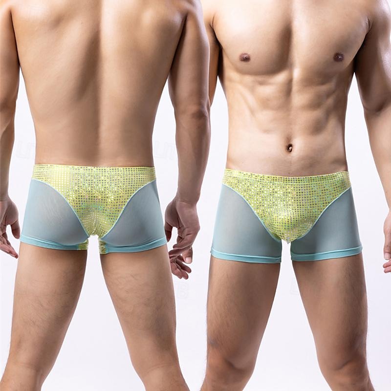 Men's 1 PCS Boxers Underwear Boxer Shorts Patchwork Polyester Breathable Soft Comfortable Plaid Color Block Mid Rise Black White 2025 - $8.99 –P16