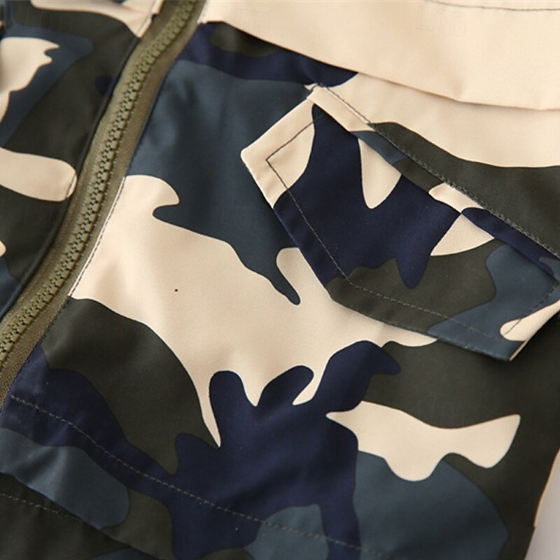 Garçons 3D Couleur Unie Camouflage Manteau Vêtements d'extérieur manche longue Automne Hiver Mode Basique Petits enfants (4-7 ans) 4-7 ans À capuche Extérieur Occasionnel Quotidien Coupe régulière de 2025 ? $25.99 –P12