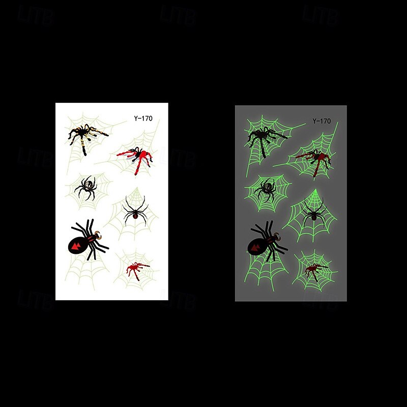 Autocollants de tatouage lumineux en toile d'araignée d'halloween, 10 pièces, autocollants de visage de fête de festival lumineux de dessin animé de 2025 ? $14.49 –P10