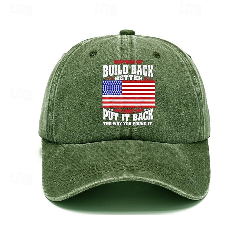 Férfi Baseball sapka Szalmakalap Kamionos kalap Fekete Sötétkék 100% pamut Nyomtatott Divat Alkalmi Utca Napi Szöveg Amerikai amerikai zászló Állítható Fényvédő Légáteresztő 2025 - $6.99 –P3