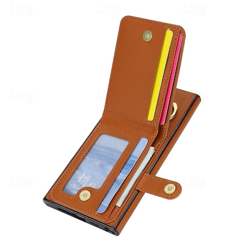 telefon Carcasă Pro Samsung Galaxy S24 Ultra Plus S23 Ultra Plus S22 Plus Ultra A55 A35 A25 A15 5G A14 A54 A53 S25 Ultra Pouzdro na peněženku se stojánkem Držák na prsteny Slot pro kartu Retro TPU PU 2025 - $19.99 –P9