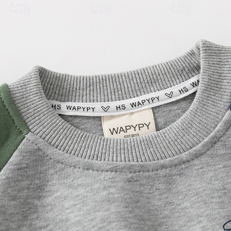 Pojkar 3D Tecknat Dinosaurie Sportdräkt Träningsoveraller Sweatshirt set Långärmad Vår Höst Dagligen Ledigt Komfort Barn 4-7 år Rund hals Utomhus Semester Sport Skräddarsydd passform 2025 - $23.99 –P10