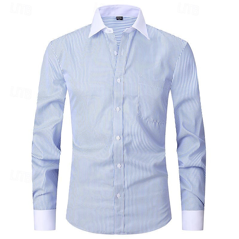 Men's Shirt Dress Shirt Collared Shirt Button Up Shirt Color Block Wedding Party Black Light Purple Dark Blue Light Sky Blue Long Sleeve Lapel Spring & Fall Clothing Apparel 2025 - $26.99 –P2