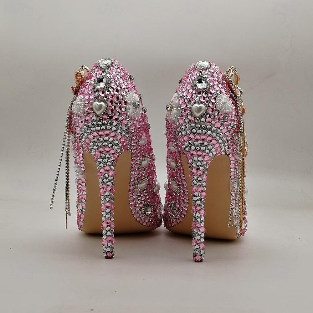 Elegant White Rhinestone and Pearl Bridal Heels for Women – Wedding Shoes with Crystal-Embellished Stiletto and Bow Detail 2025 - $89.99 –P1
