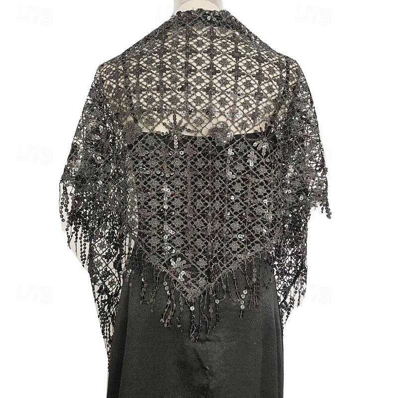 Châle triangle à paillettes pour femmes, enveloppe à franges, cape de soirée, châle de mariée, écharpe pour robes de soirée, fête de 2025 ? $14.99 –P10