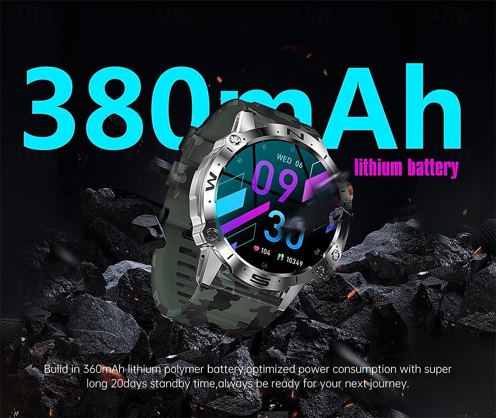 2025年 k59 スマートウォッチ 1.43インチ AMOLED メンズ アウトドア スポーツ スマートウォッチ 360mAh バッテリー 心拍数モニター Bluetooth 通話 ウォッチ  コレクション – $52.99 –P13