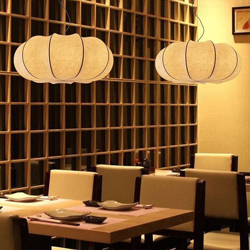 led pendellys 3-farget lyskilde 50/60cm 1-lys wabi-sabi silke kreativ gresskar silke lysekrone japansk hjem dekorative hengende lamper e26/e27 soverom stue spisestue 85-265v 2025 - $349.99 –P7