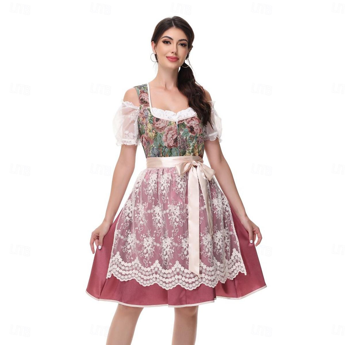 Női Karneváli Oktoberfest Sör Jelmez Dirndl Trachtenkleider Szobalány Német München Wiesn Hagyományos Stílusú Ruhával Oktoberfestre 2025 - $55.99 –P2