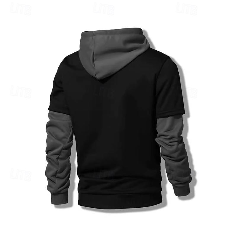 Herr Huvtröja Svart Huva Färgblock Lappverk Ficka Faux tvådelad Sport & Utomhus Dagligen Helgdag Streetwear Grundläggande Ledigt Vår & Höst Kläder Pull Tröjor 2025 - $18.99 –P2