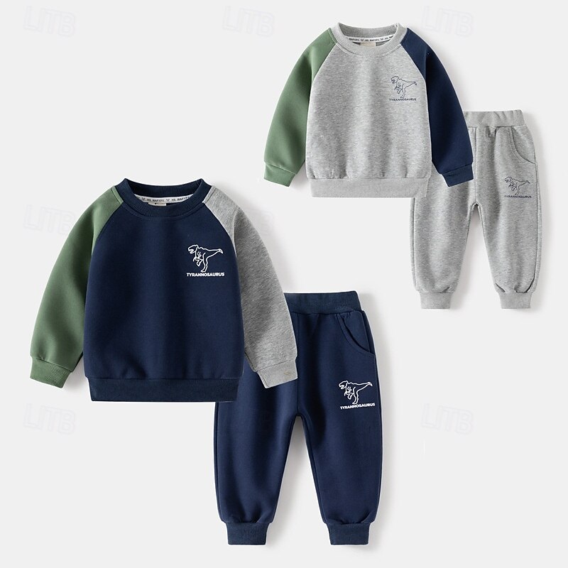 Pojkar 3D Tecknat Dinosaurie Sportdräkt Träningsoveraller Sweatshirt set Långärmad Vår Höst Dagligen Ledigt Komfort Barn 4-7 år Rund hals Utomhus Semester Sport Skräddarsydd passform 2025 - $23.99 –P1