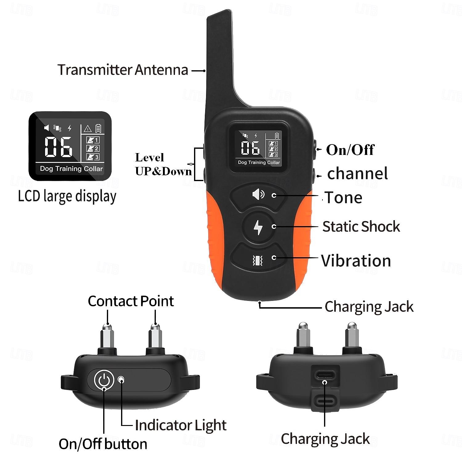 3300ft Range Remote Dog Training Collar Anti Bark Collar 3 Modes Beep(9 Tone) and Vibration Shock  Waterproof & Rechargeable for Small Medium Large Dogs 2025 - $71.99 –P2