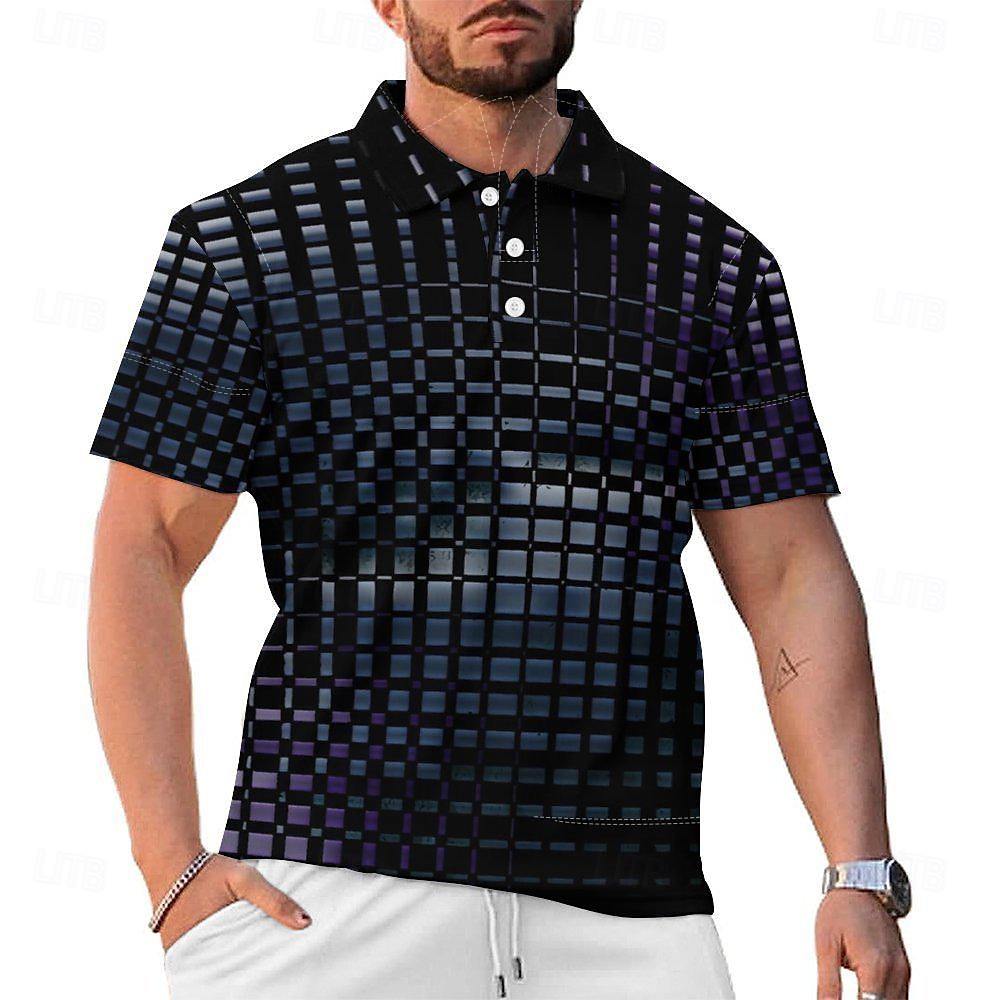 Men's Casual 3D Print Polo Set Daily Wear Short Sleeve Turndown Polo Shirts Black Spring & Summer S M L Micro-elastic Lapel Polo 2025 - $22.99 –P2
