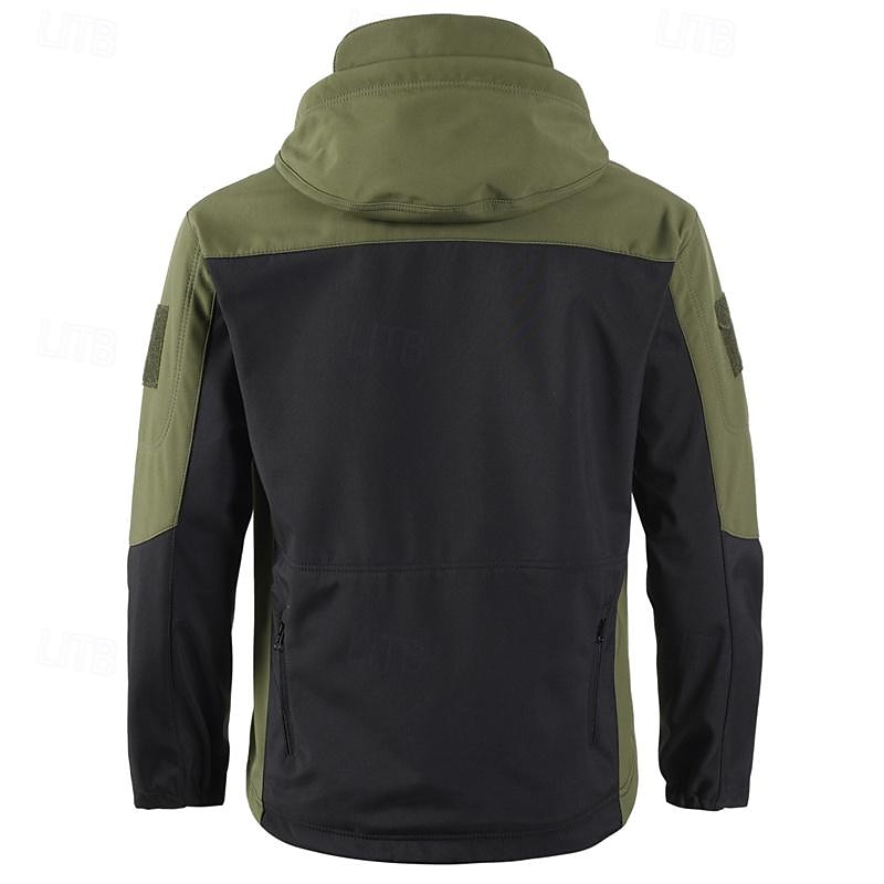 Herren Soft Shell Jacke Wanderjacke Draussen Farbblock Windundurchlässig Wasserdicht Windbreaker-Jacke Reisen Schwarz Tarnung Grün 2025 - $55.99 –P3