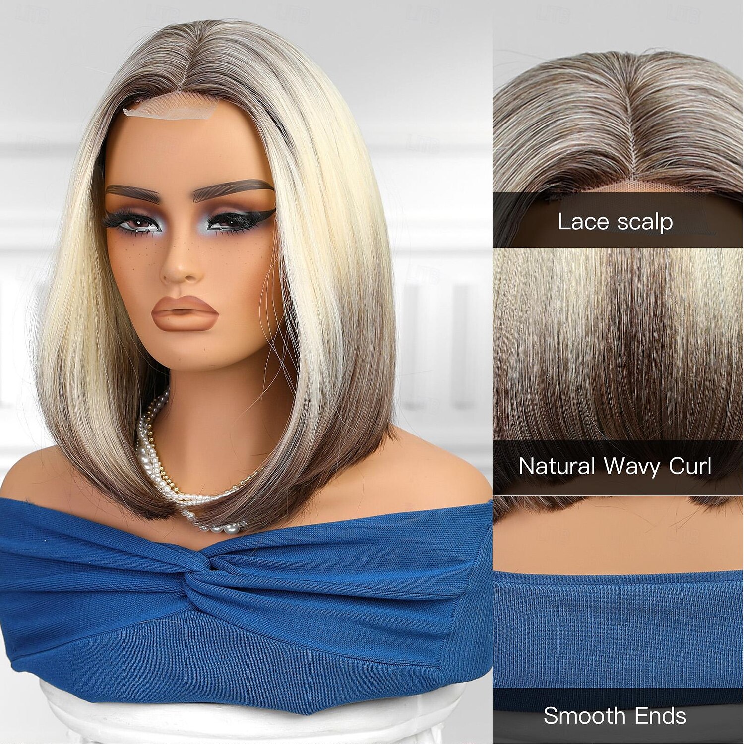 Pruik van synthetisch kant Recht Stijl 14 inch(es) Donker bruin goud blonde ombre Bobkapsel U-deel Pruik Dames Pruik bruin / Wit 2025 - $32.99 –P2