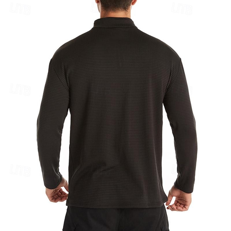 Men's Base Layer Quarter Zip Long Sleeve Jersey Casual Athleisure Fall Polar Fleece Thermal Warm Gym Workout Running Walking Sportswear Activewear Solid Colored Black Navy Blue Khaki 2025 - $13.99 –P17