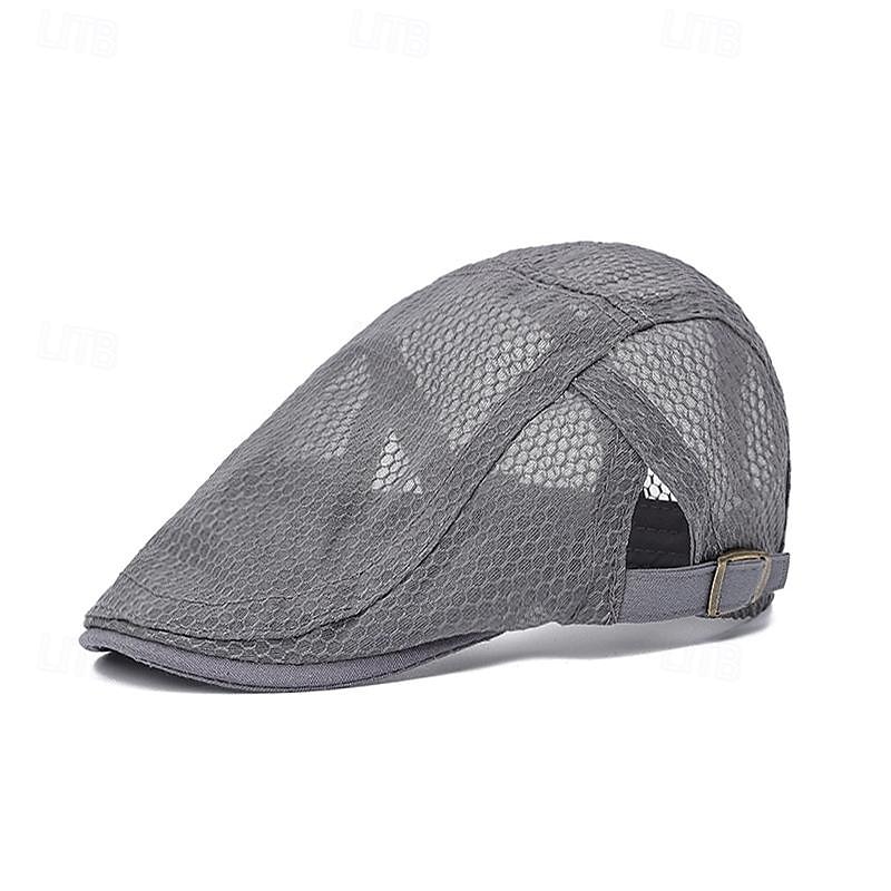 Men's Flat Cap Ascot Hat Newsboy Hat Black White Acrylic Fibers Mesh Fashion Casual Street Daily Plain Adjustable Sunscreen Breathable 2025 - $8.99 –P5