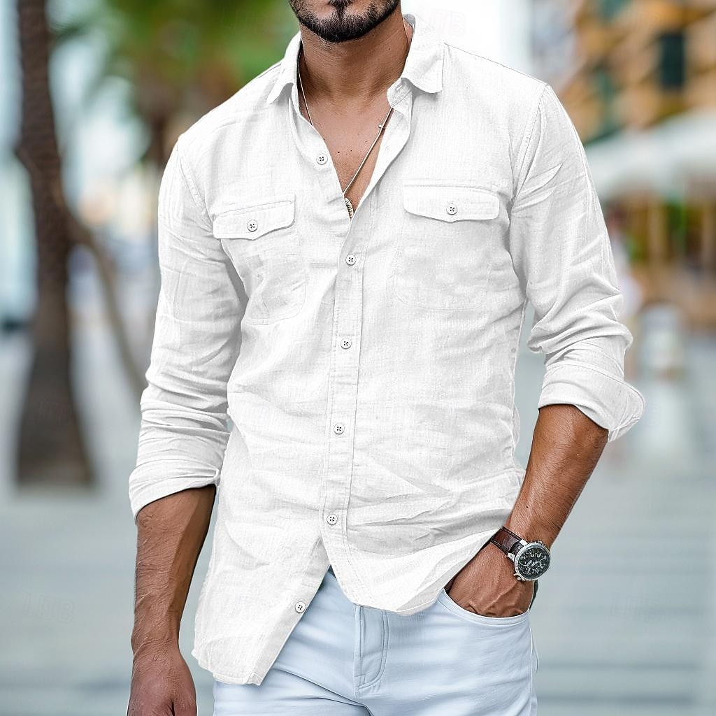 Shirt Camicia Bianca In Lino Da Uomo Camicia Bianca Camicie Uomo