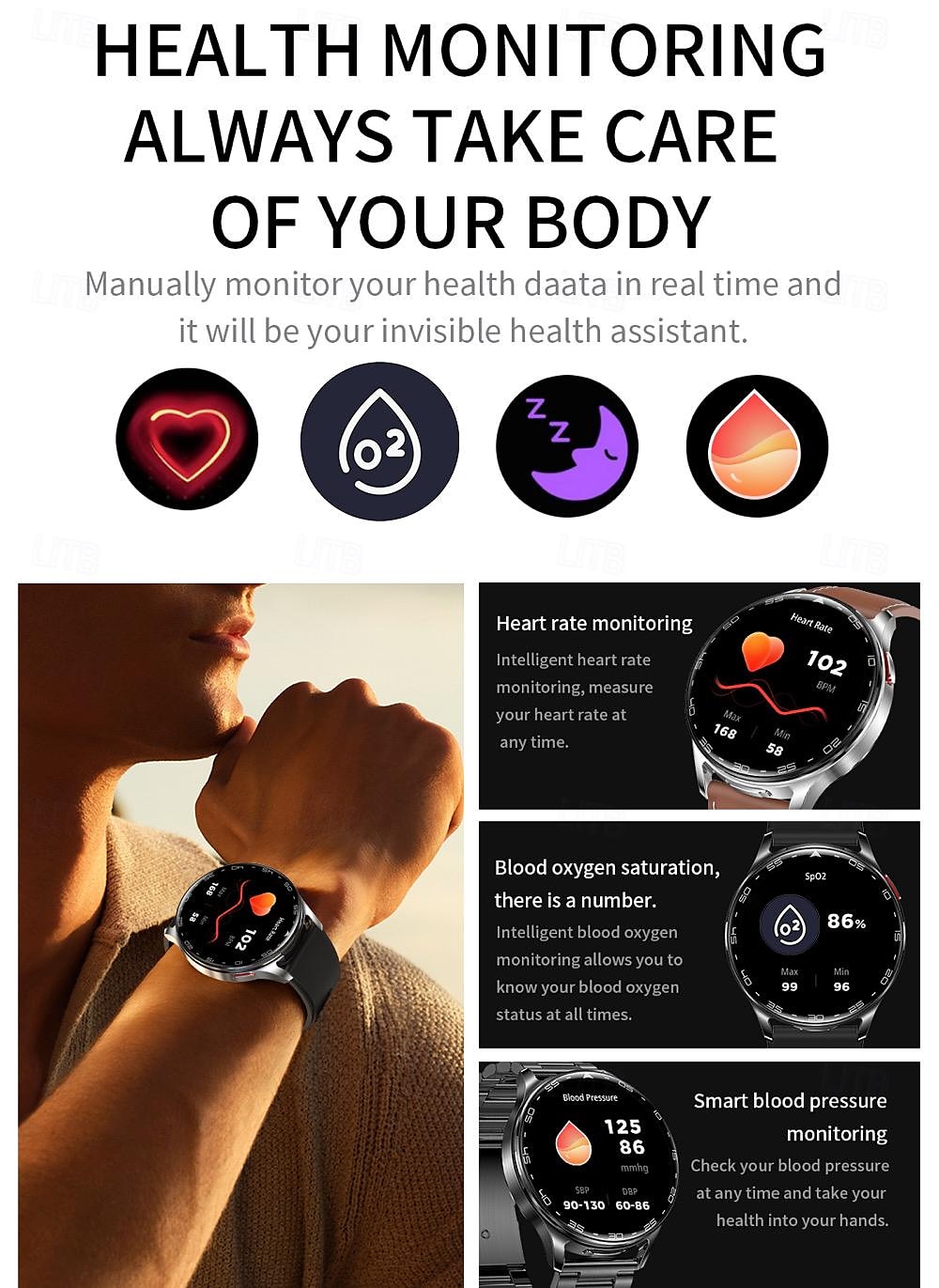 696 T97 Smart Watch 1.39 inch Smart Band Fitness Bracelet Bluetooth Pedometer Call Reminder Sleep Tracker Compatible with Android iOS Men Hands-Free Calls Message Reminder Watches with Earbuds IP 67 2025 - $83.99 –P11