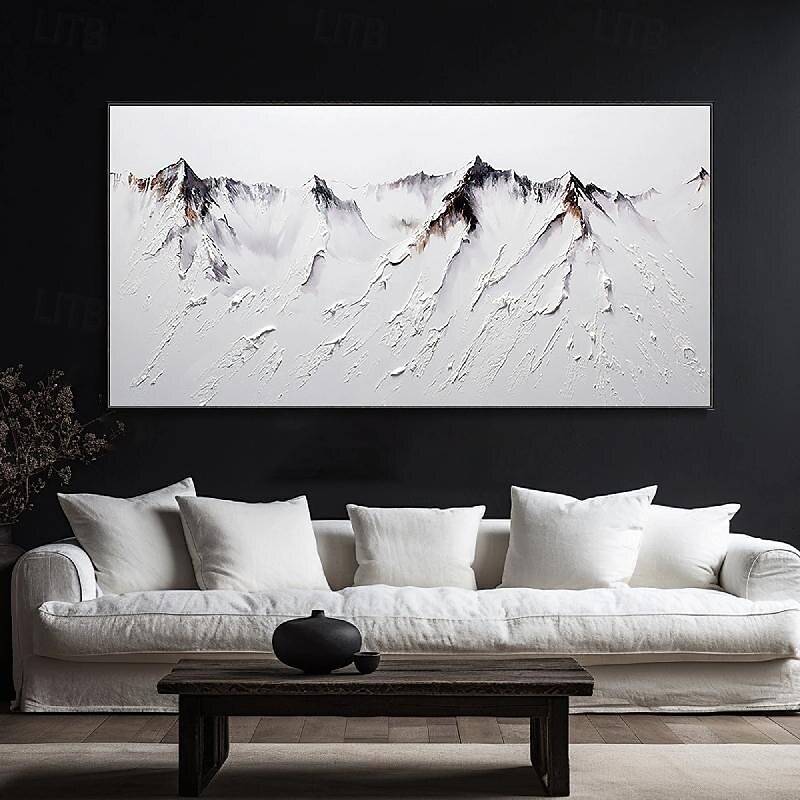 3D-Ölgemälde mit Bergmotiv, handgemalt, dickes Strukturölgemälde, beige-weißes Gemälde auf Leinwand, abstraktes strukturiertes Ölgemälde für Wandkunst, Gemälde für Wohnzimmer 2025 - $75.99 –P4