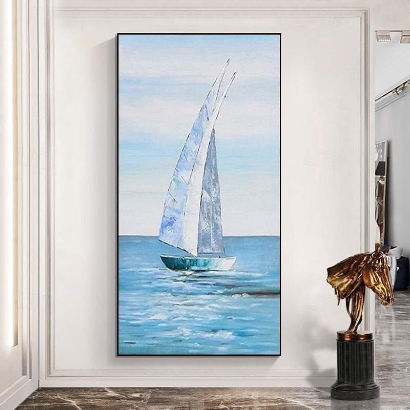 großes abstraktes Segelboot-Ölgemälde handgefertigte Leinwand Wandkunst nautische Meereslandschaft Ölgemälde auf Leinwand moderne Meereslandschaft Ölgemälde Wandkunst Gemälde für Wohnzimmer 2025 - $75.99 –P6