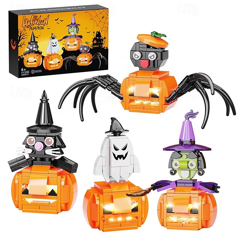Blocs de construction à petites particules pour Halloween, 445 pièces, puzzle, combinaison de citrouille, cadeau lumineux de 2025 ? $40.99 –P1