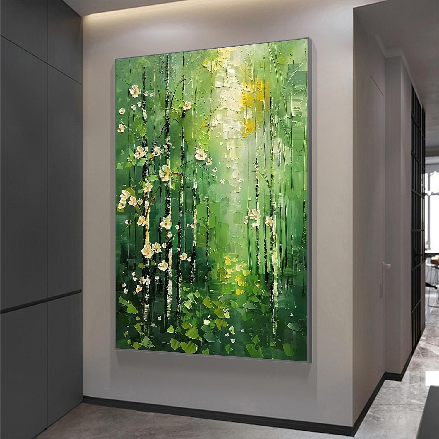 handgemachtes Original Ölgemälde „Grüner Wald“ auf Leinwand, abstrakter Baum, Landschaftsgestaltung, Wanddekoration, Wohnzimmer, Wohndekor mit Keilrahmen/ohne Innenrahmen 2025 - $147.99 –P7