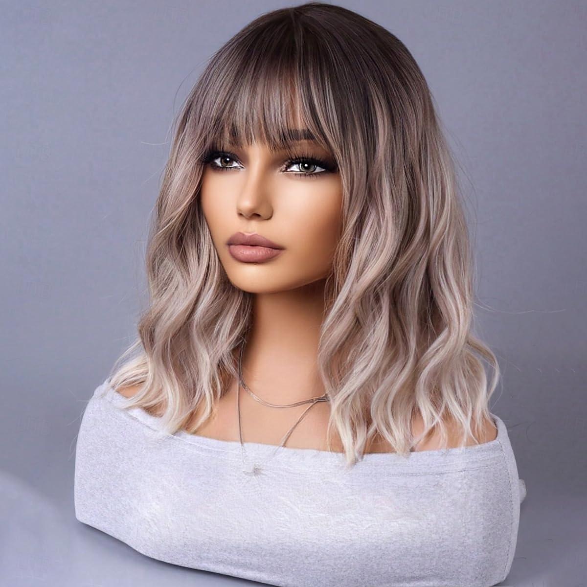 Szőke Ombre Paróka Rövid Bob Paróka Rövid Göndör Hullámos Paróka Frufrukkal Nőknek Hőálló Szintetikus Haj Parókák Mindennapi Használatra Cosplay Paróka Paróka Sapkával Halloween Parókák 2025 - $20.99 –P7