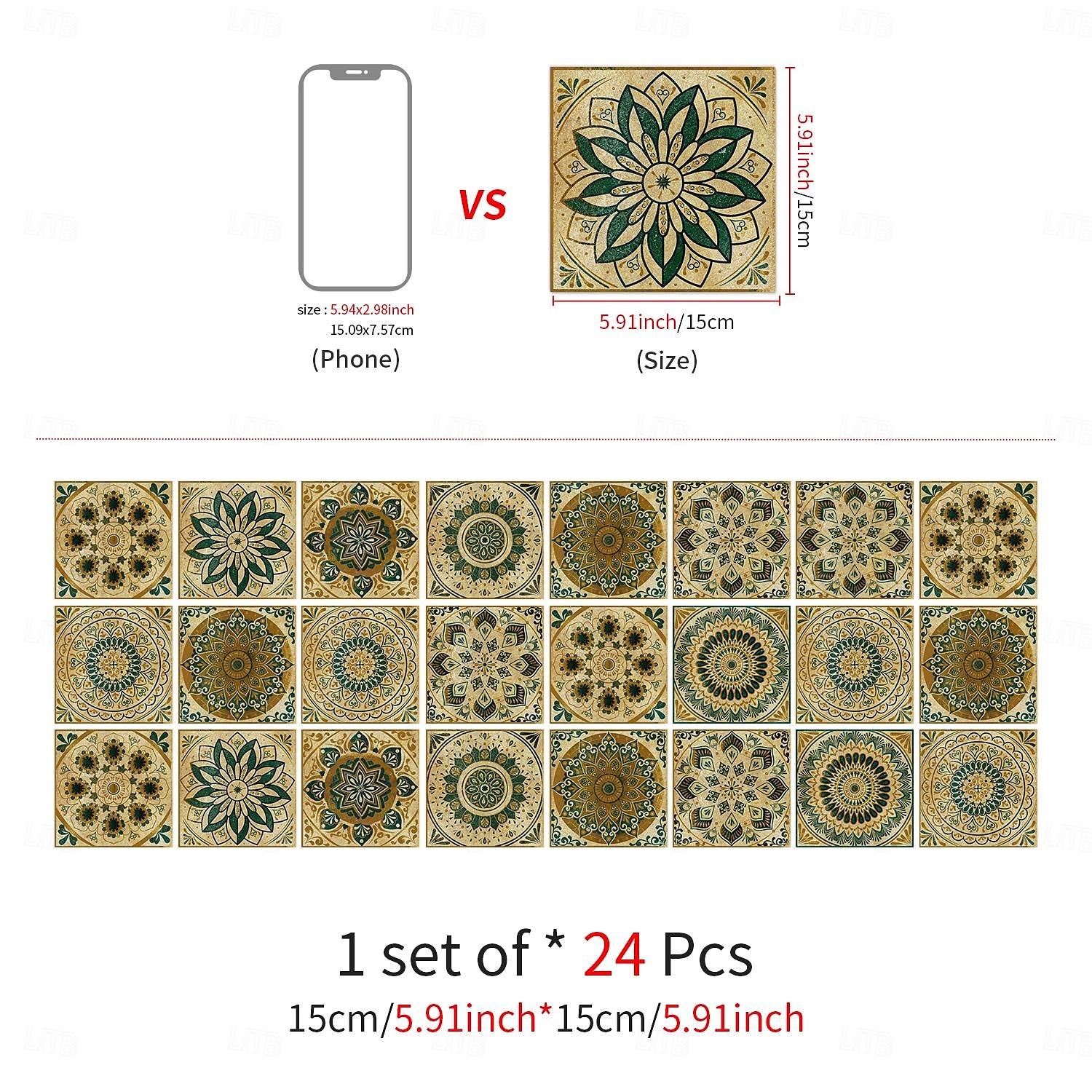 24 adesivi per piastrelle in stile marocchino, decalcomanie murali in PVC con pellicola di cristallo ispessita, impermeabili &Decorazione murale in piastrelle retrò, antiolio e rimovibili, per bagno, del 2025 a $10.99 –P4